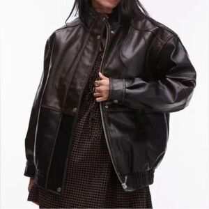 Topshop Dark Brown Leather Jacket